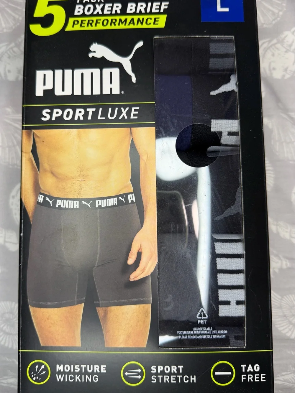 Puma Black Boxer Briefs with Branded Waistband - 5 Pack
